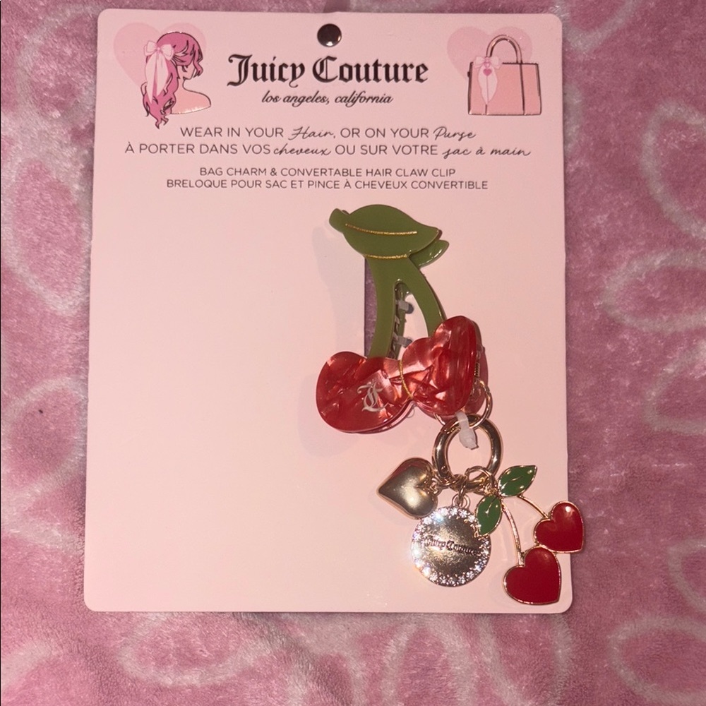 Juicy Couture Red Cherry Charm and Clip Set